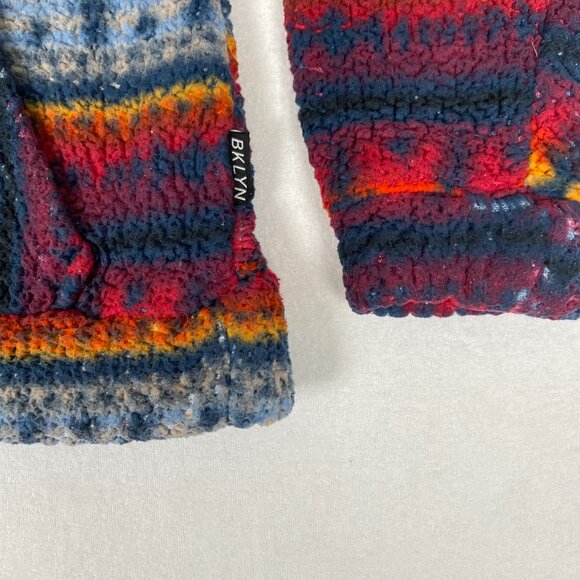 Brooklyn Cloth Fleece Aztec Native Geometric Sunset Print Color Striped Hoodie - Picture 7 of 11